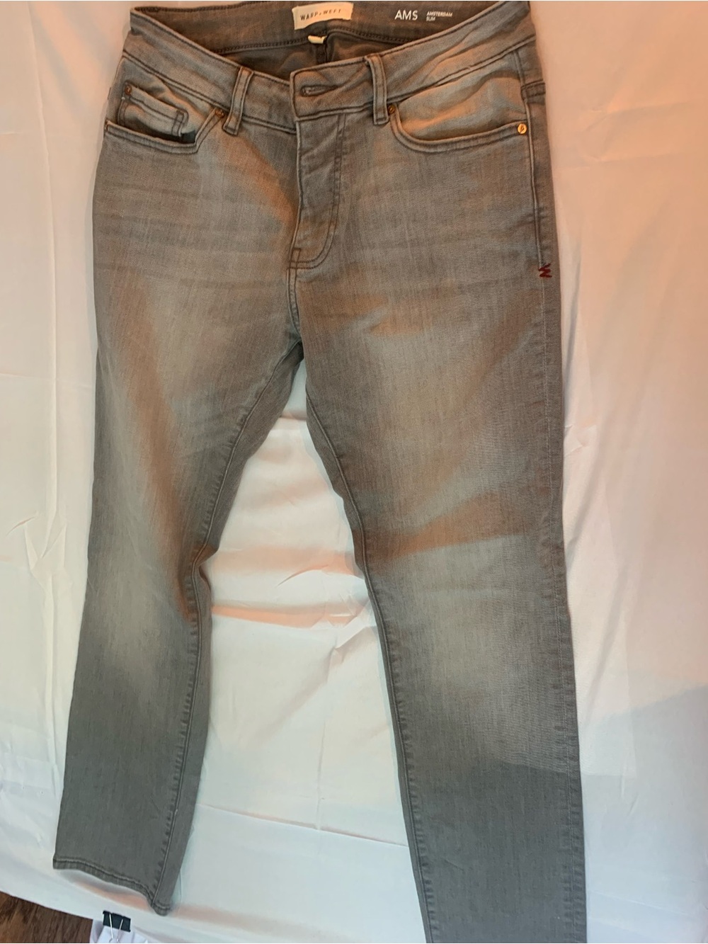 Warp + Weft Men's Skinny Jeans in Light Gray